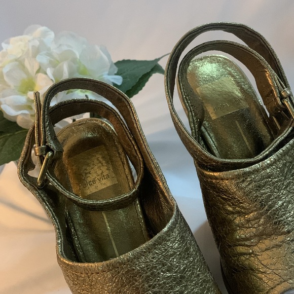 DOLCE VITA Camryn Dark Gold Ankle Strap Platform Wedge Sandal - Picture 7 of 14